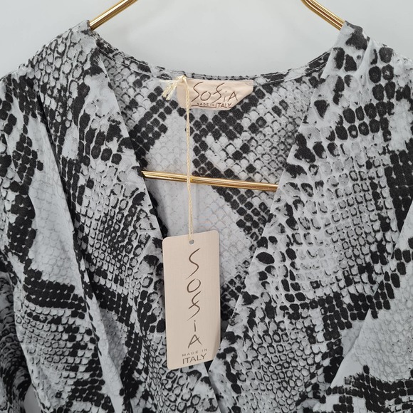 Sofia Collection Natalia Romper Black White Snakeskin Romper Small NWT - Picture 3 of 7